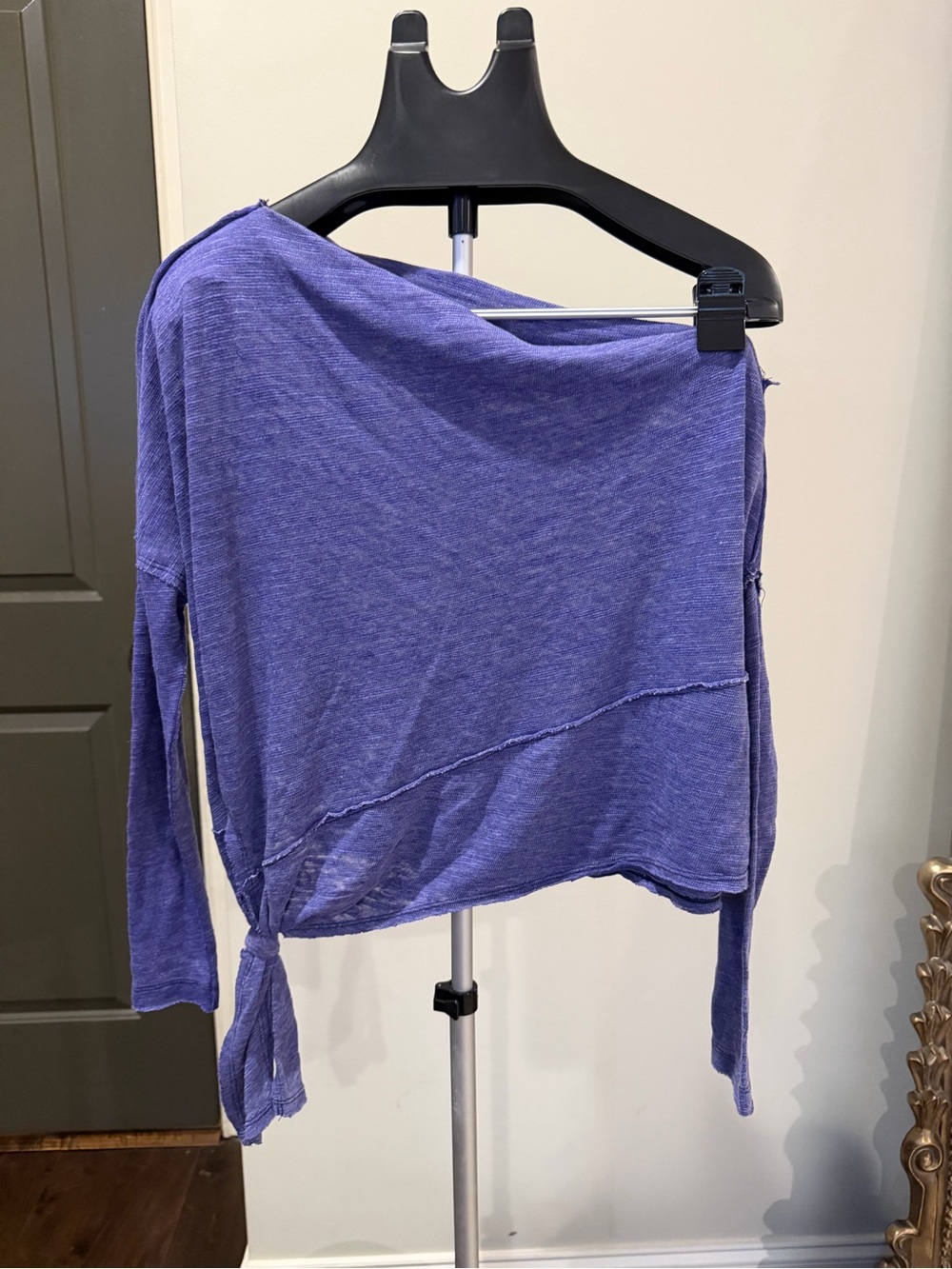 Free People We The Free Purple Off Shoulder Tie Hem Top XS NW